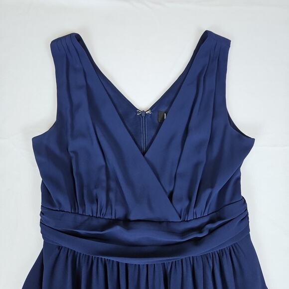 Lulus Heavenly Hues Gown Formal Dress Navy Blue Goddess V-Neck Maxi Chiffon M - Picture 13 of 16